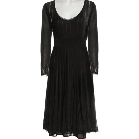 Chanel Vintage Black Midi Length Dress, FR44/US12 - Picture 1 of 9
